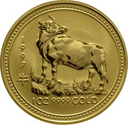 1997 Year of the Ox Gold Coin 1oz Perth Mint Australian Lunar Series