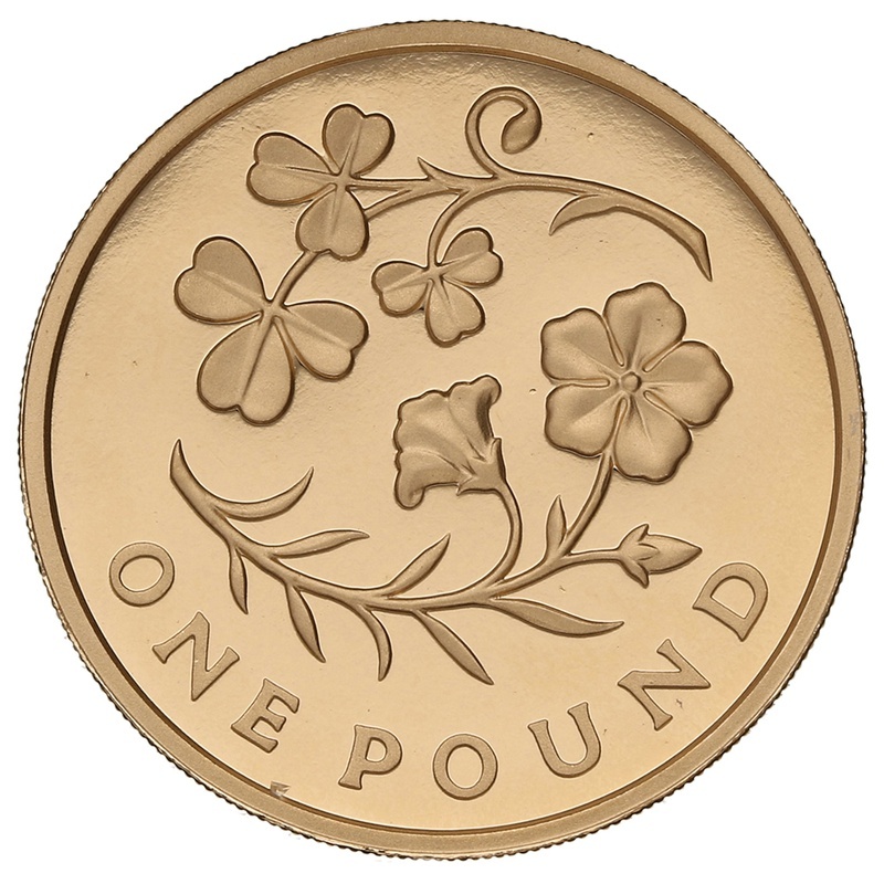 2014 Proof Gold £1 Pound Coin Northern Ireland Floral