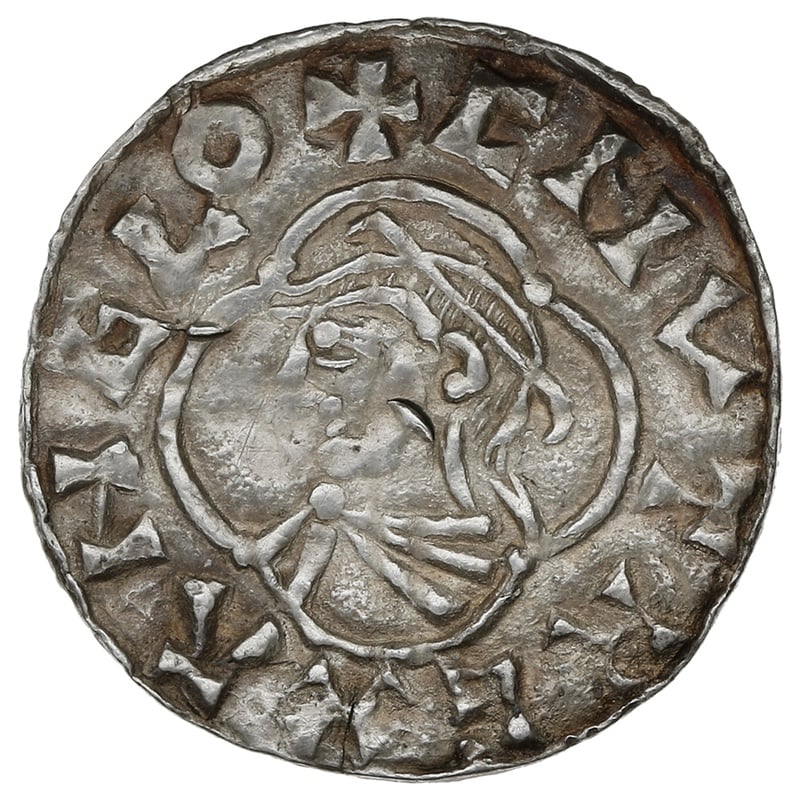 1016-1035 Cnut Silver Penny Hammered Quatrefoil Type Gloucester Godric