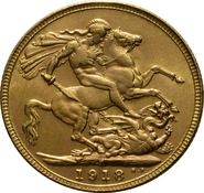 1918 Gold Sovereign Coin George V India