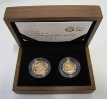 2009 UK Sovereign and Half Sovereign Gold 2 Coin Proof Set Boxed