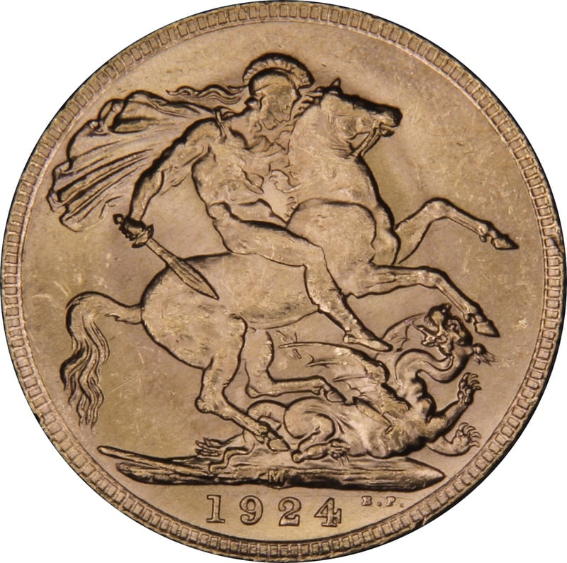 1924 Gold Sovereign Coin George V Melbourne NGC MS63+