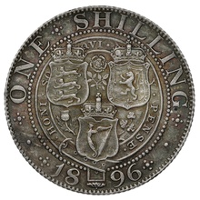 1896 Silver Shilling Coin Queen Victoria