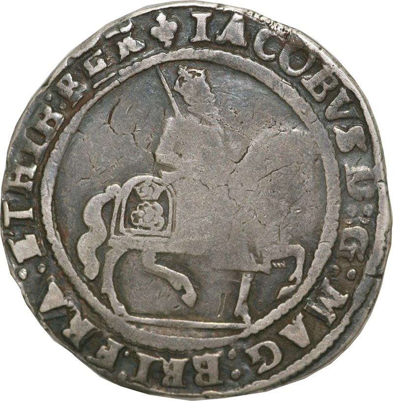 1623-1624 Silver Half Crown Coin James I Fine