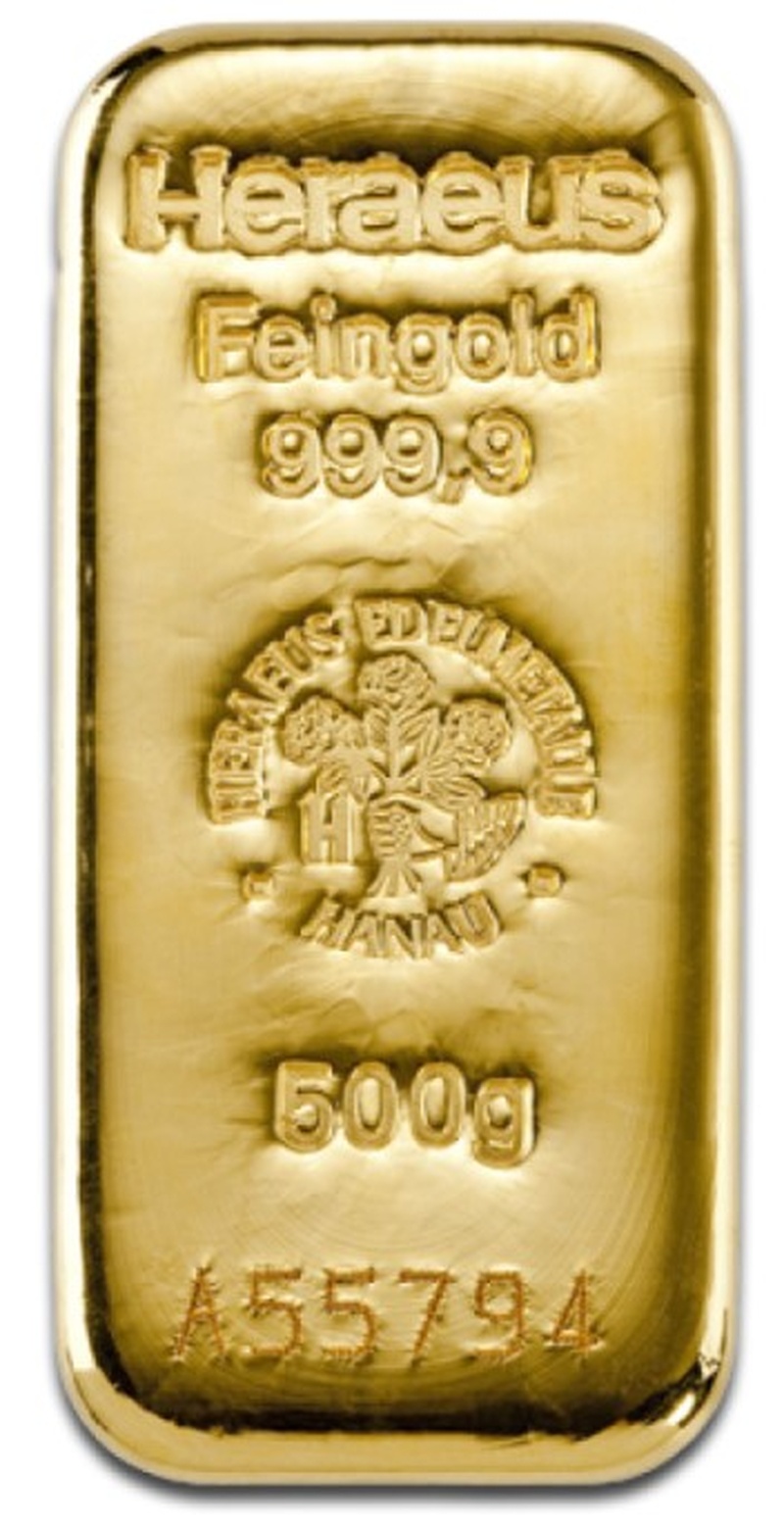 500g Gold Bar Heraeus