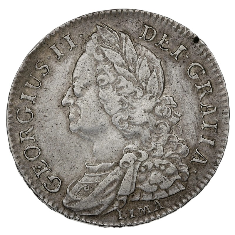 1745 Silver Half Crown Coin George II LIMA