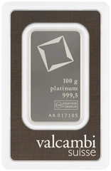 100g Platinum Bar Valcambi Minted