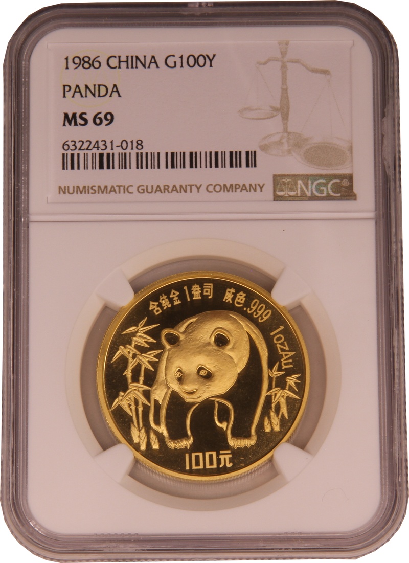 1986 1oz Chinese Panda Gold Coin NGC MS69