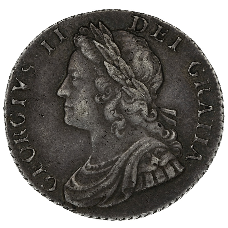 1735 Silver Shilling Coin George II