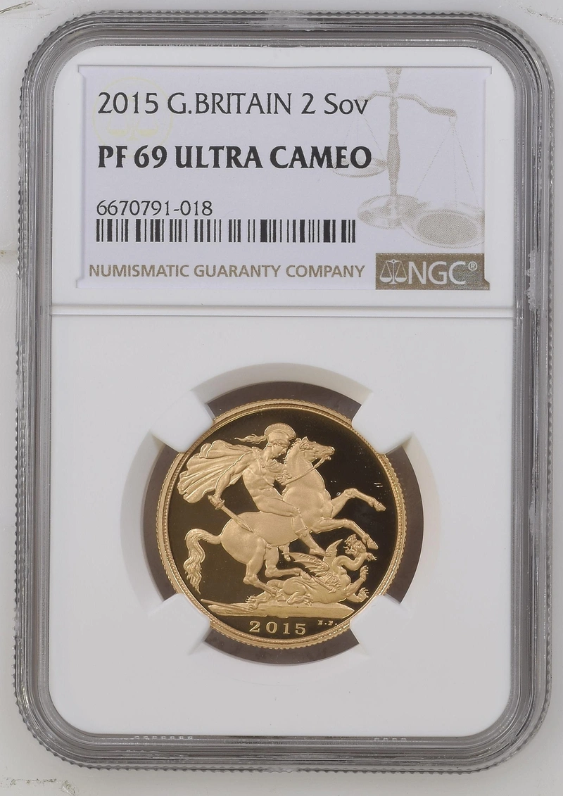 2015 Proof £2 Coin Gold Double Sovereign Elizabeth 5th Head NGC PF69