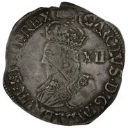 1636-1638 Silver Shilling Coin Charles I Tun