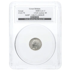 1838 Silver Groat Fourpence Coin Queen Victoria Low 3 Variety CGS75
