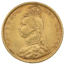 1890 Gold Half Sovereign Queen Victoria Jubilee Head Shield Back