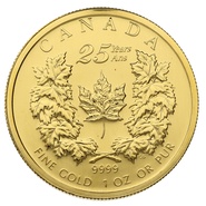 2004 1oz Canadian Maple Gold Coin 25th Anniversary