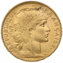 1906 French 20 Francs Gold Coin Marianne Rooster