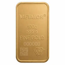 100g Gold Bar Metalor Minted
