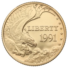 1991 Proof Mount Rushmore - American Gold Commemorative $5