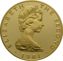 1981 Gold £5 Proof Coin Quintuple Sovereign Isle Of Man Triskelion Boxed