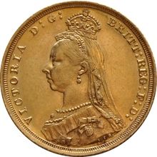 1889 Gold Sovereign Coin Queen Victoria Jubilee Head PCGS AU58