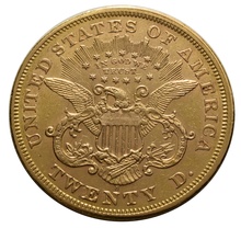 1869 $20 Double Eagle Liberty Head Gold Coin, San Francisco