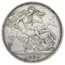 1889 Silver Crown Coin Queen Victoria Good Fine