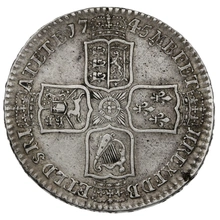 1745 Silver Half Crown Coin George II LIMA