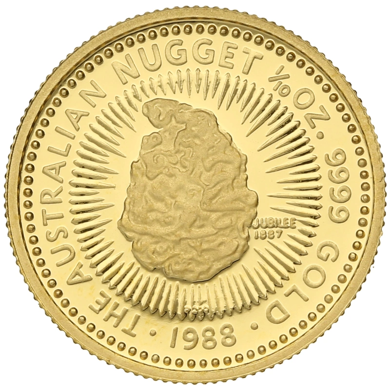 1988 Proof 1/10oz Australian Kangaroo Gold Nugget Coin