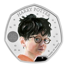 2022 25th Anniversary of Harry Potter Fifty Pence Proof Silver Coin Boxed