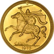 1973 Gold £5 Coin Quintuple Sovereign Isle of Man