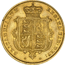 1858 Gold Half Sovereign Queen Victoria Young Head Shield Back NGC AU53