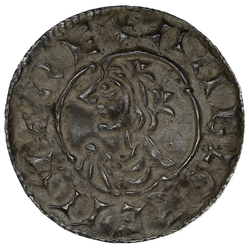 1016-1035 Cnut Silver Penny Hammered Quatrefoil Type Cambridge Leofsige