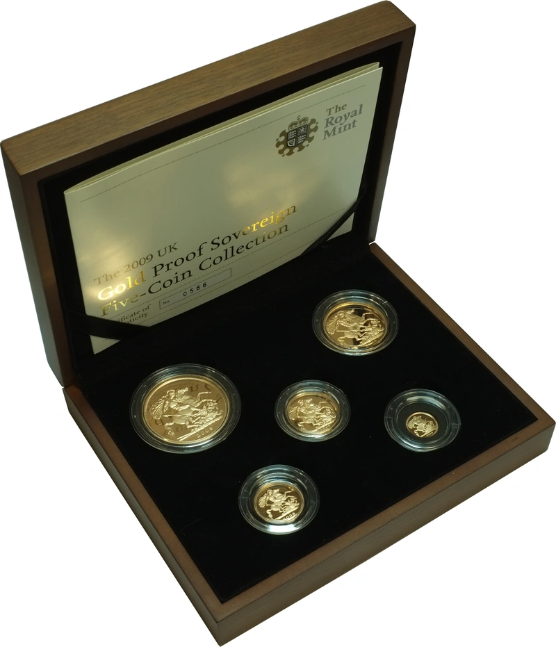 2009 Proof Gold Sovereign 5 Coin Set Boxed