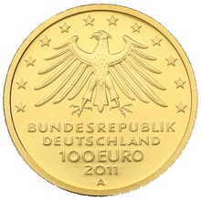 Proof German 100 Euro Gold Coin 2011 UNESCO Welterbe Wartburg Boxed