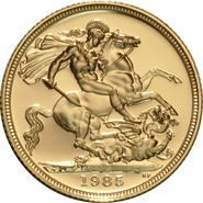 1985 Gold Sovereign Coin Elizabeth II Third Head Proof