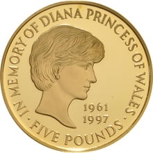 1999 Proof £5 Gold Crown Coin Diana Princess of Wales Memorial Boxed