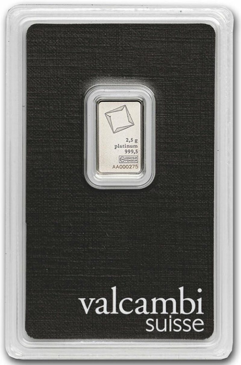2.5g Platinum Bar Valcambi Minted
