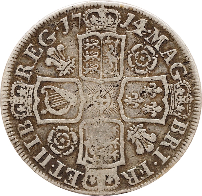 1714 Silver Half Crown Coin Queen Anne