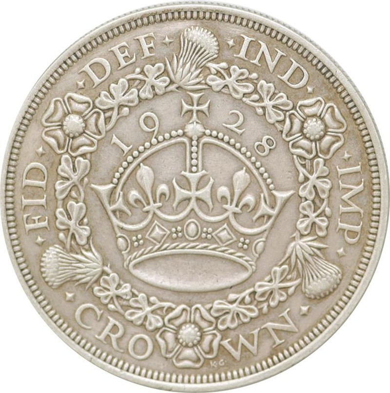 1928 Proof Silver Crown Coin George V Christmas Crown Good Very Fine