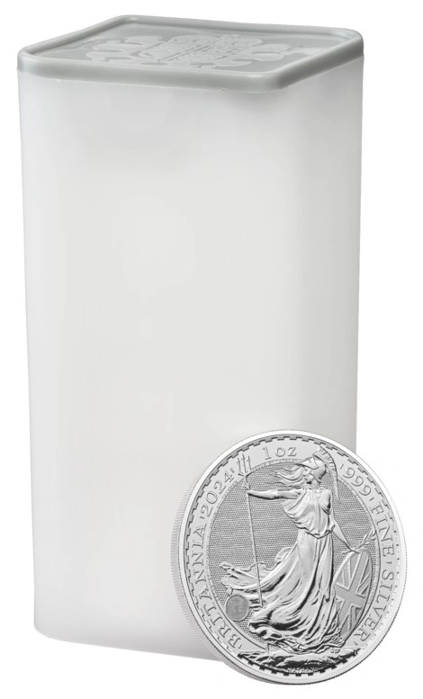 Tube of 25 2024 Britannia 1oz Silver Coins