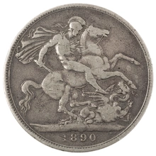 1890 Silver Crown Coin Queen Victoria Jubilee Head Fine