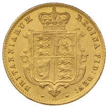 1867 Gold Half Sovereign Queen Victoria Young Head Shield Back