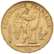 1889 French 20 Francs Gold Coin Guardian Angel A