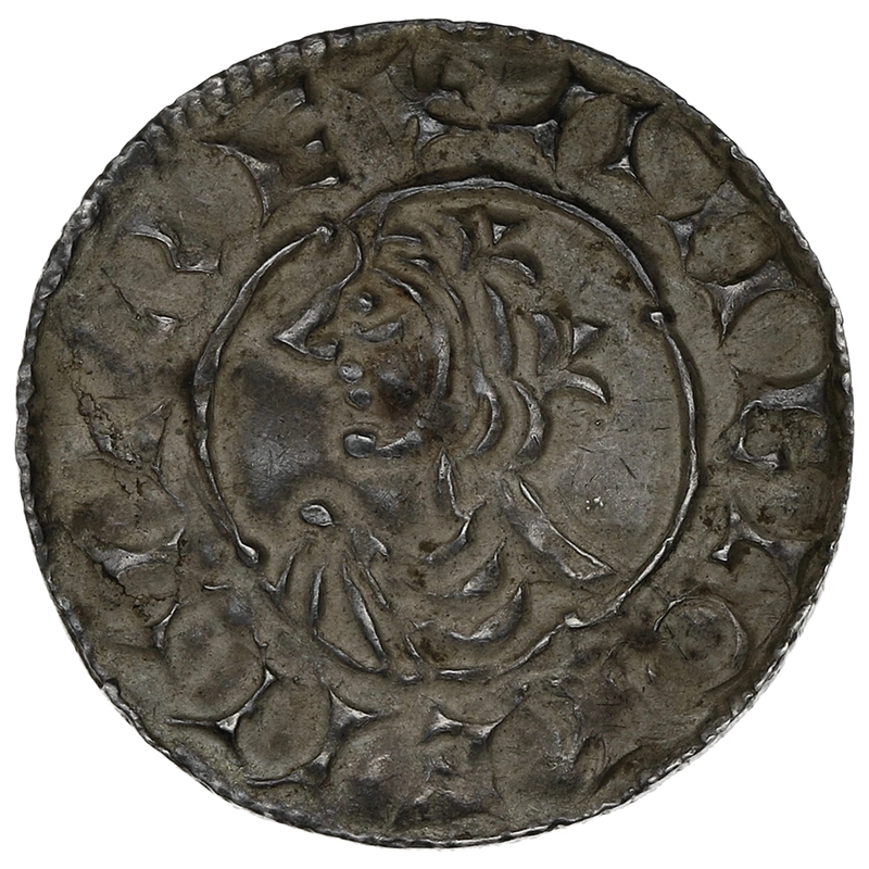 1016-1035 Cnut Silver Penny Hammered Quatrefoil Type Cambridge Leofsige