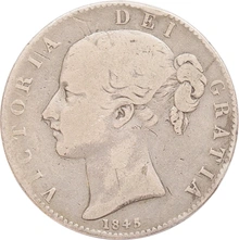 1845 Silver Crown Coin Victoria Young Head