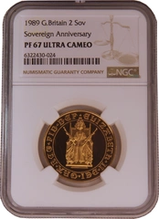 1989 Proof £2 Coin Gold Double Sovereign NGC PF67