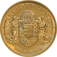 1908 Hungarian 100 Korona Gold Coin