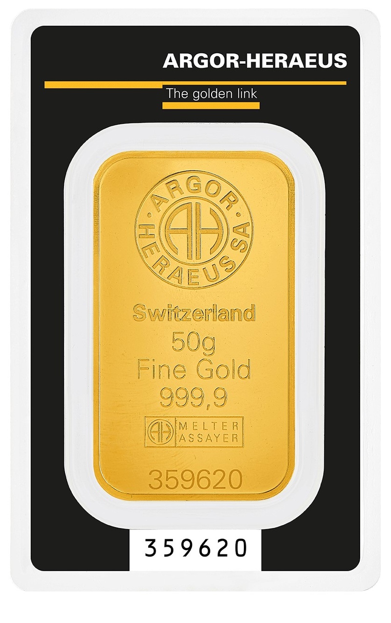 50g Gold Bar Argor-Heraeus