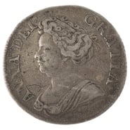 1711 Silver Shilling Coin Queen Anne Fine