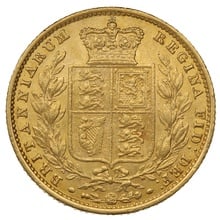 1857 Gold Sovereign Coin Queen Victoria Young Head Shield Back