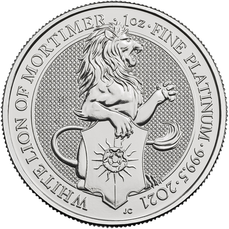 2021 1oz White Lion of Mortimer Platinum Coin Queen's Beasts